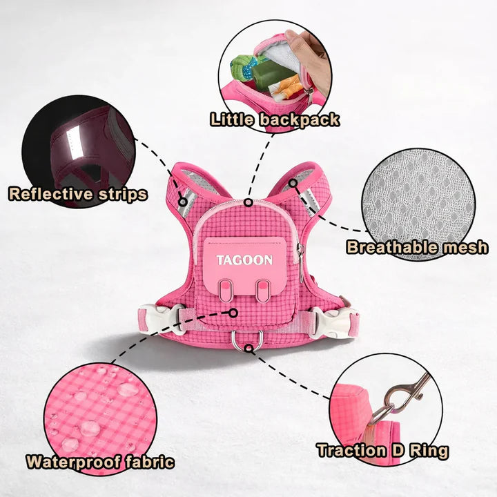 Backpack harness for dogs with lead